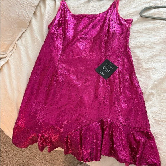 Lulus Glam Ma'am Magenta Sequin Bodycon Mini Dress Pink - Size L- brand new - Picture 2 of 2